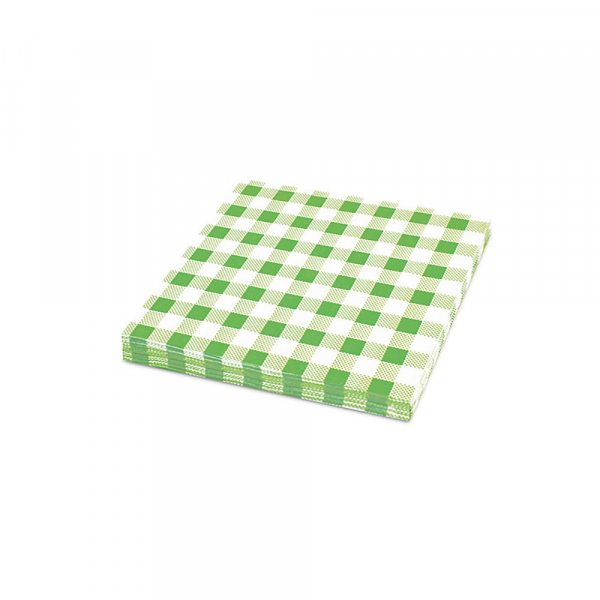 Servietten 1-lagig 33x33cm 1/4 Falz grün/weiß Karo (100 Stk.)